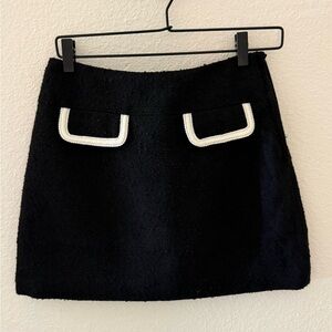 Elegant Black Skirt with White Accents